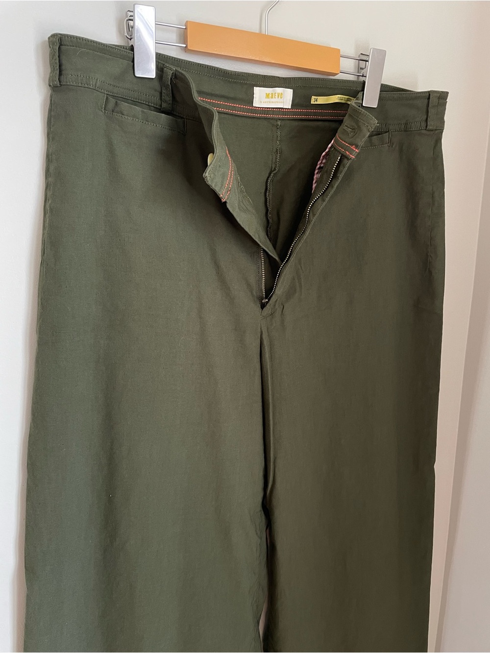 Maeve Anthropologie Ettie High-Rise Crop Wide-Leg Pants Green Size 34 Linen Boho - Picture 8 of 11